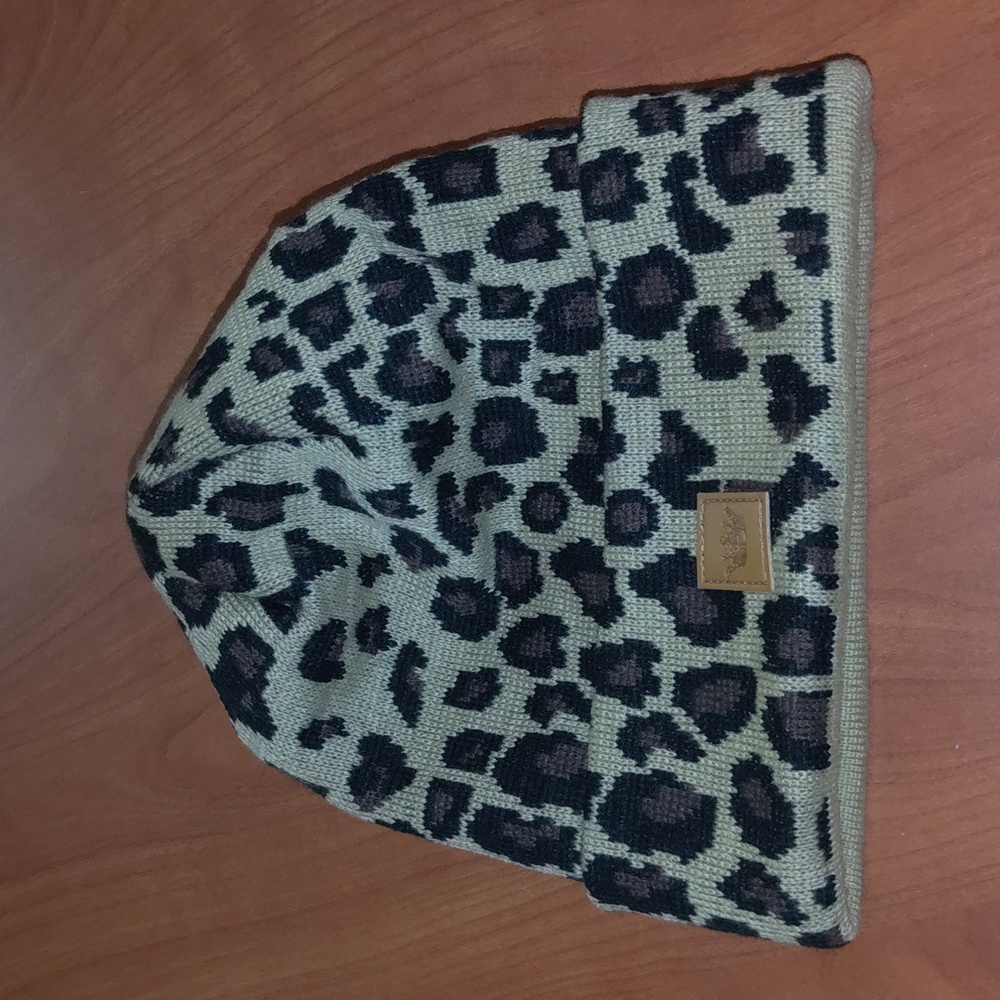 Panache Leopard Print Stitched Patch Knit Beanie - image 1